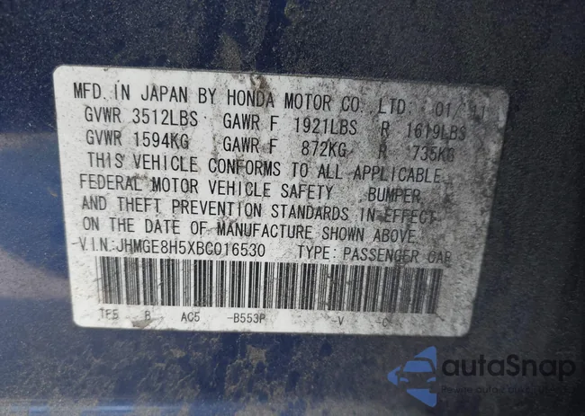 JHMGE8H5XBC016530: 44685969