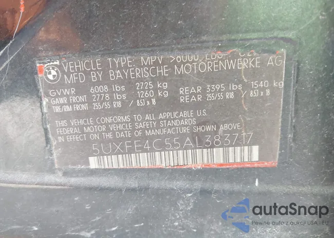 5UXFE4C55AL383717: 44687275