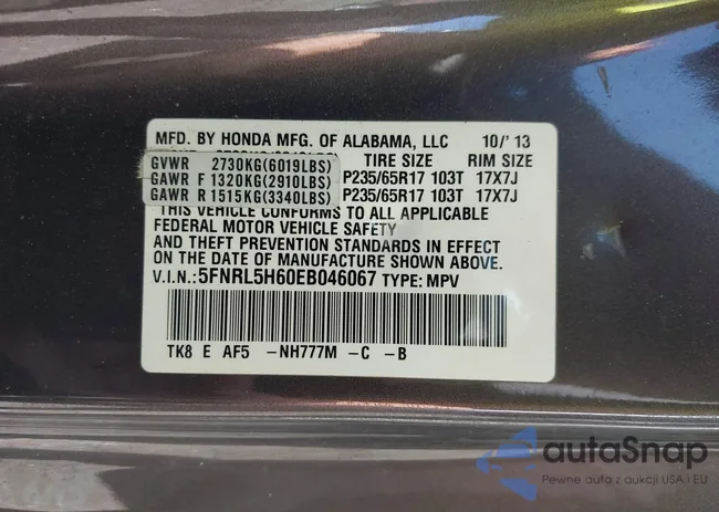 5FNRL5H60EB046067: 44688359