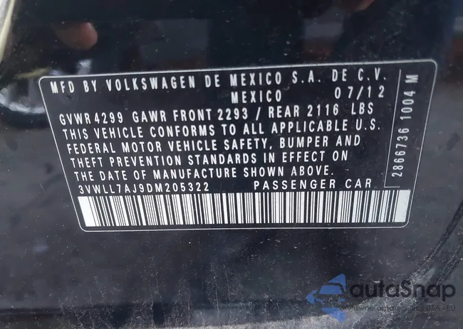 3VWLL7AJ9DM205322: 44689011