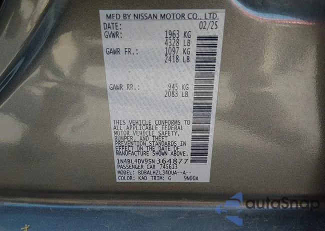 1N4BL4DV9SN364877: 44690876