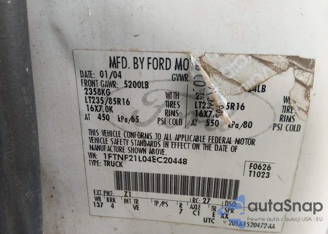 1FTNF21L04EC20448: 44690946