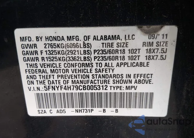 5FNYF4H79CB005312: 44693093