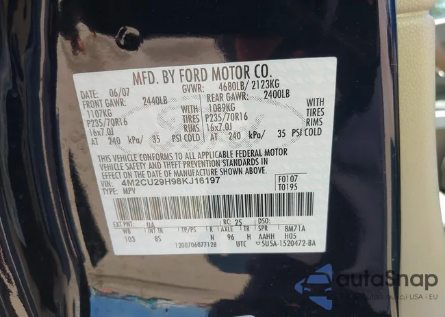 4M2CU29H98KJ16197: 44695805