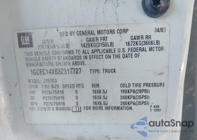 1GCEC14X63Z317727: 44695144