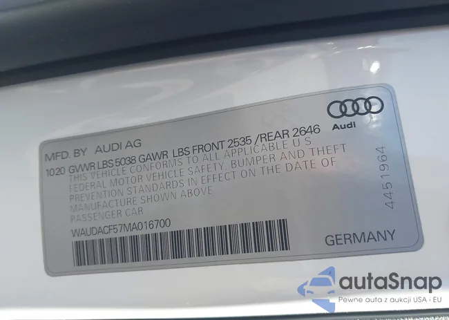 WAUDACF57MA016700: 44697284