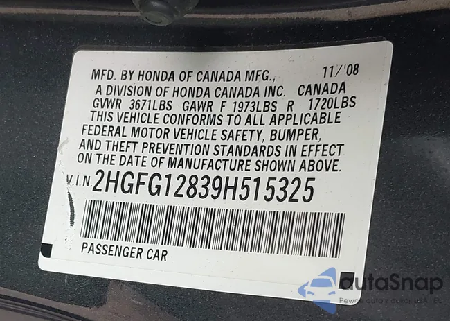 2HGFG12839H515325: 44700279