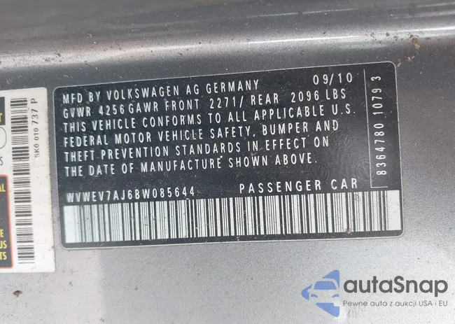 WVWEV7AJ6BW085644: 44701143