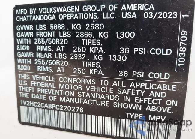 1V2HC2CA8PC220276: 44702849