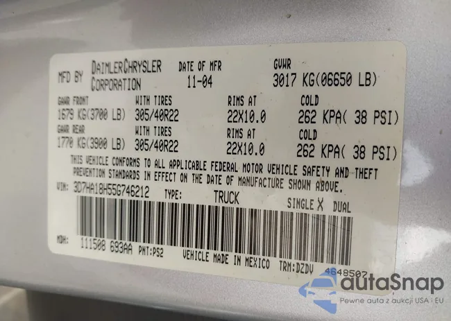 3D7HA18H55G746212: 44703286