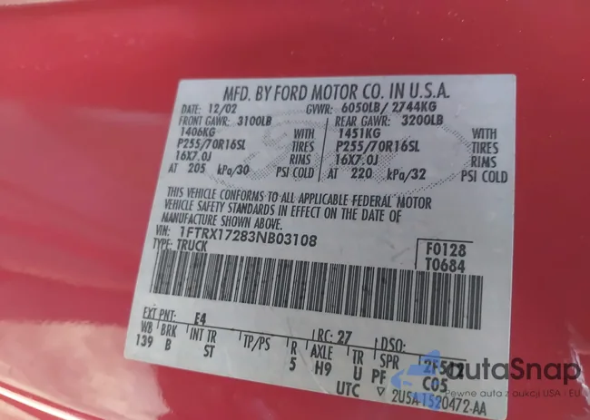 1FTRX17283NB03108: 44705524