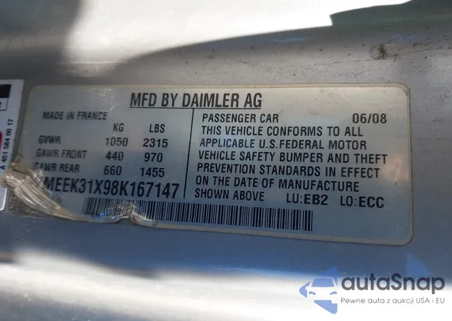 WMEEK31X98K167147: 44706366