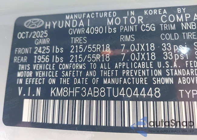 KM8HF3AB8TU404448: 44706564