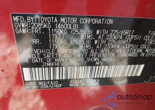 JTMRFREV0DD026417: 44707270