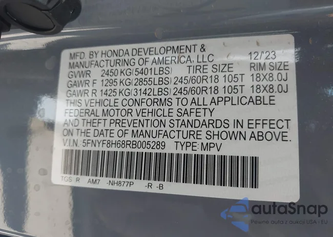 5FNYF8H68RB005289: 44707468