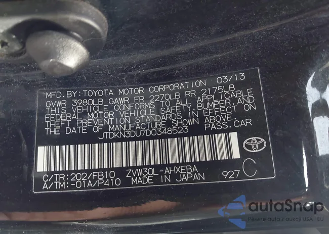 JTDKN3DU7D0348523: 44708279