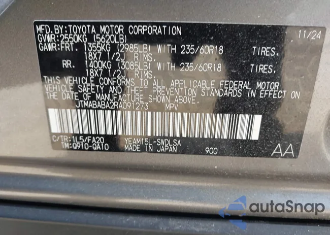 JTMABABA2RA091273: 44709273