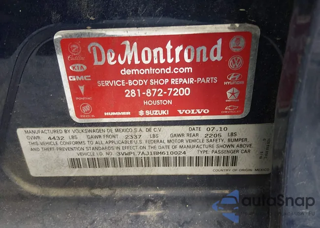 3VWPL7AJ1BM610024: 44710041