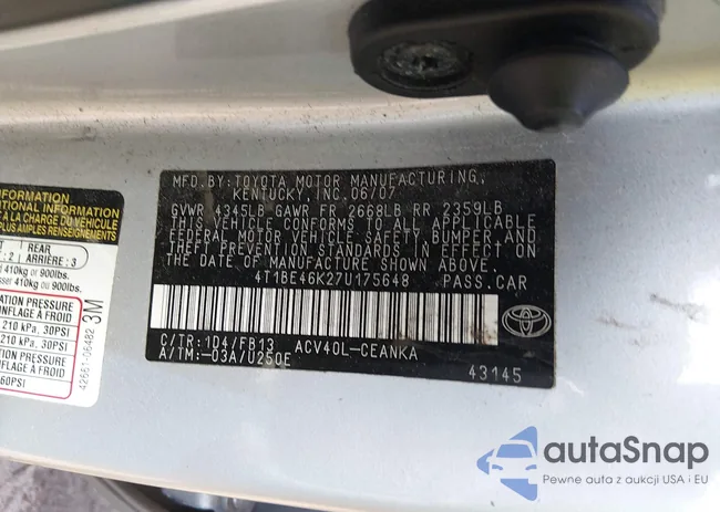 4T1BE46K27U175648: 44711511