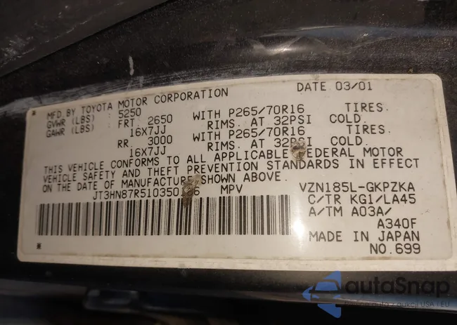 JT3HN87R510350186: 44711650