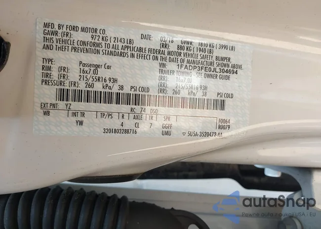 1FADP3FE0JL304694: 44714870