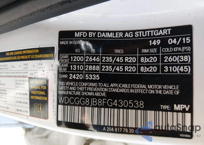 WDCGG8JB8FG430538: 44720812