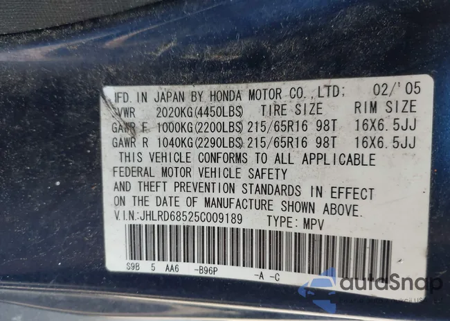 JHLRD68525C009189: 44721346