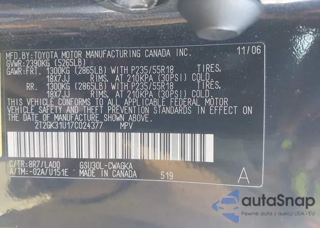 2T2GK31U17C024377: 44721958