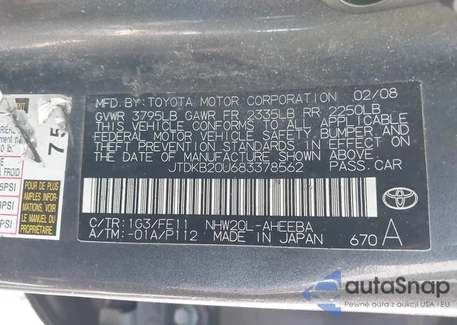 JTDKB20U683378562: 44723345