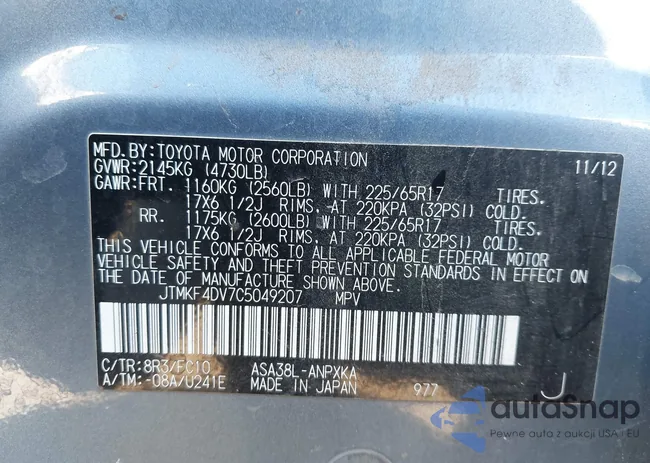 JTMKF4DV7C5049207: 44726523