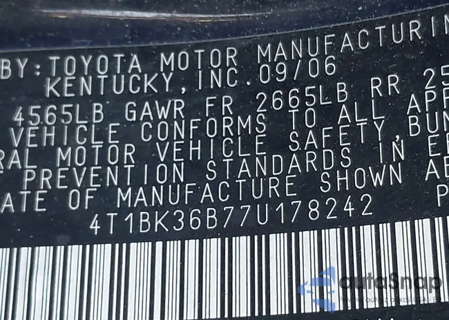 4T1BK36B77U178242: 44727530