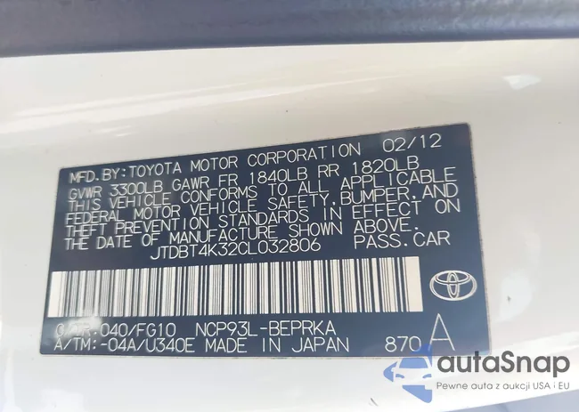 JTDBT4K32CL032806: 44729055