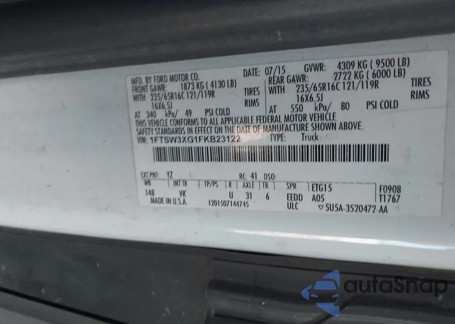 1FTSW3XG1FKB23122: 44731122