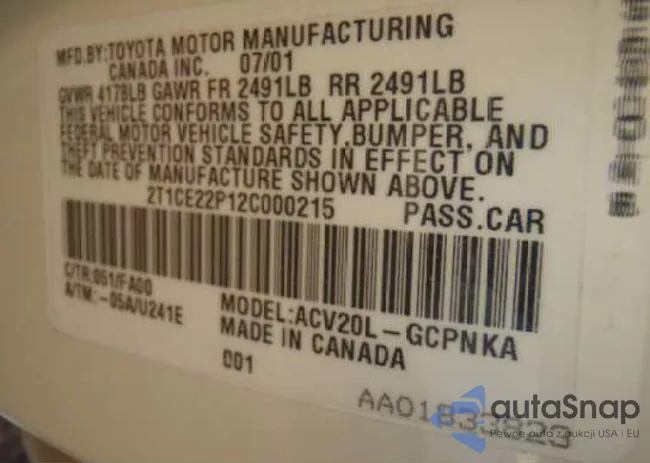 2T1CE22P12C000215: 7508029