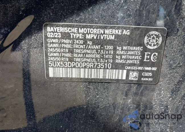 5UX53DP00P9R73510: 12254164