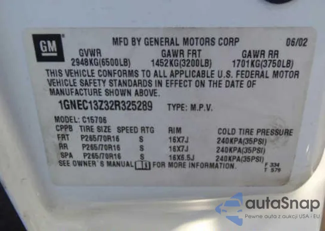 1GNEC13Z32R325289: 8792543