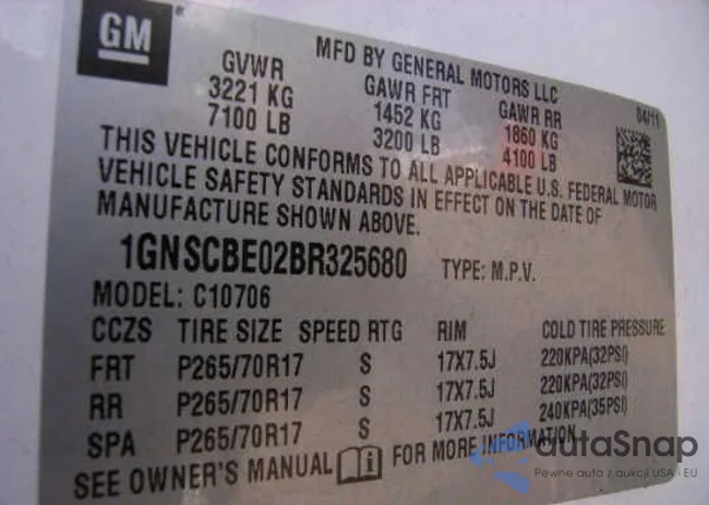 1GNSCBE02BR325680: 8878284