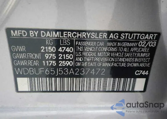 WDBUF65J53A237472: 9637217