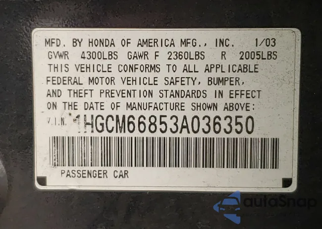 1HGCM66853A036350: 60124685