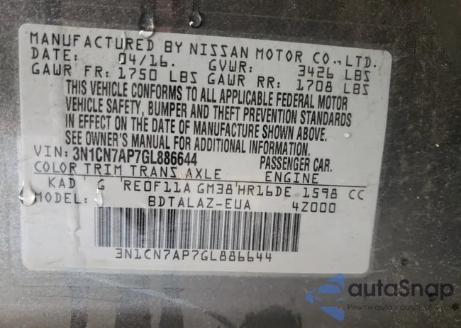 3N1CN7AP7GL886644: 33812111