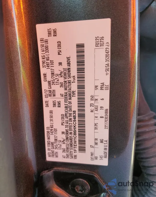 1FTEW1C86HKC94838: 70016683