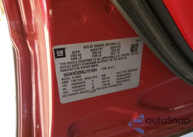 5GAKVCED8CJ151594: 37774824