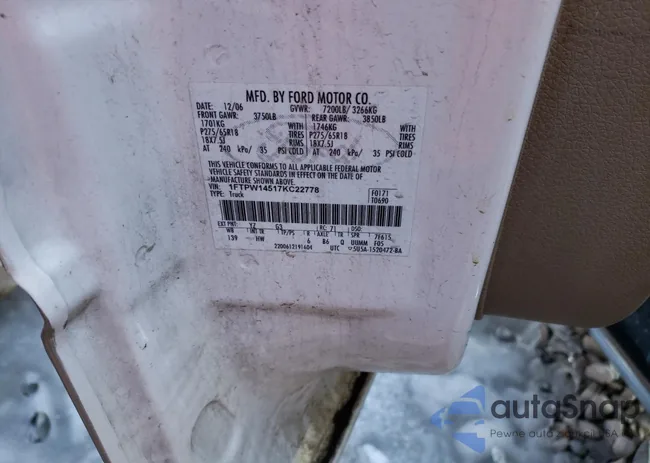 1FTPW14517KC22778: 48940645