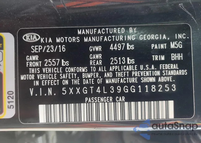 5XXGT4L39GG118253: 43044633