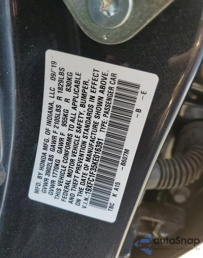 19XFC1F35KE016391: 44095543