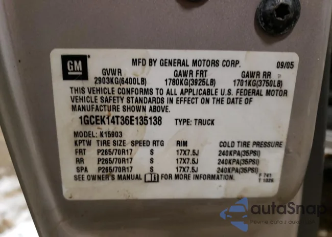 1GCEK14T36E135138: 44443553