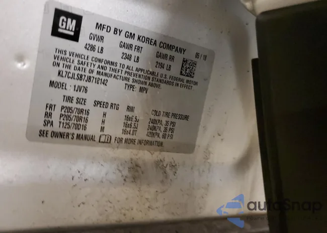 KL7CJLSB7JB718142: 45105453