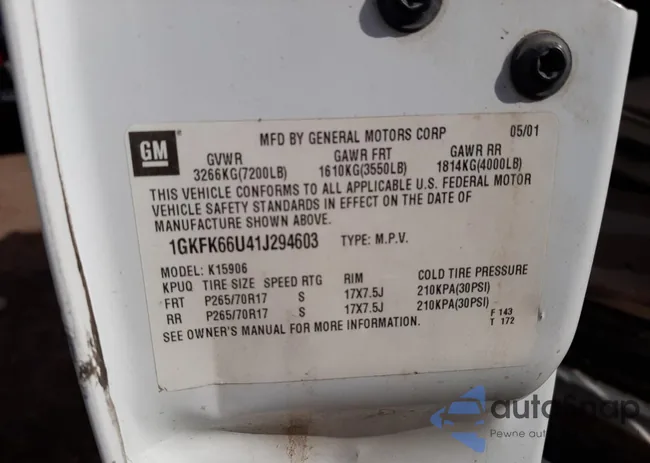 1GKFK66U41J294603: 70790673