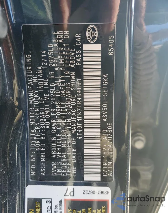 4T4BF1FK7FR464881: 46167853