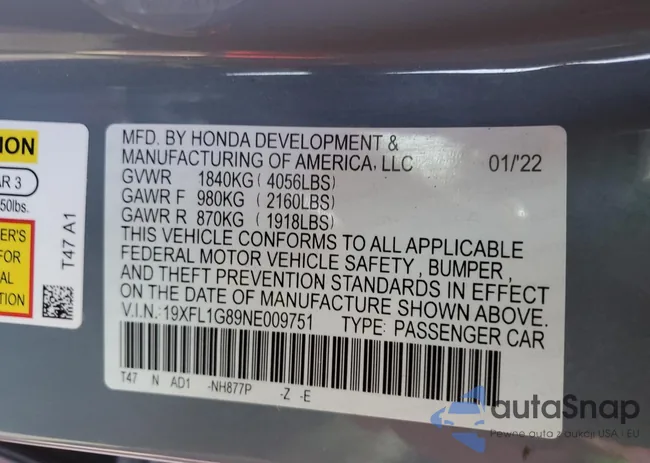 19XFL1G89NE009751: 47188393